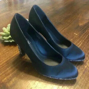 Bijou New York | Black Heels w/Rhinestone Accent on Heels & Trim, Style - “Glow”